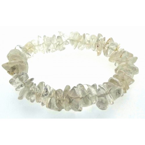 Clear Quartz Gemstone Premium Chip Bracelet